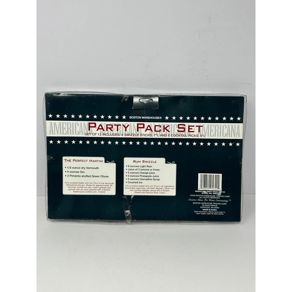 NEW Americana July Patriotic Stars Swizzle Stick Party Set 12 Red White Blue T7